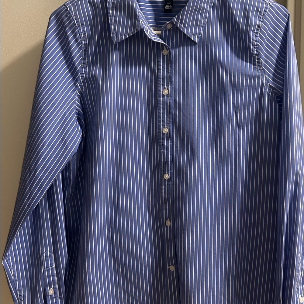 Chaps Classic Blue and White Striped Blouse